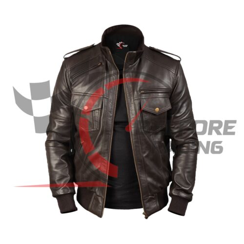 Brown Leather Jacket Available In All Sizes Custom Made - Free Shipping
