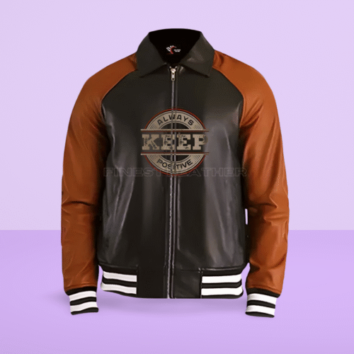 Unisex Varsity Leather Jacket, Stand Up Collared, Front Button Detail, Jacket for Men and Women